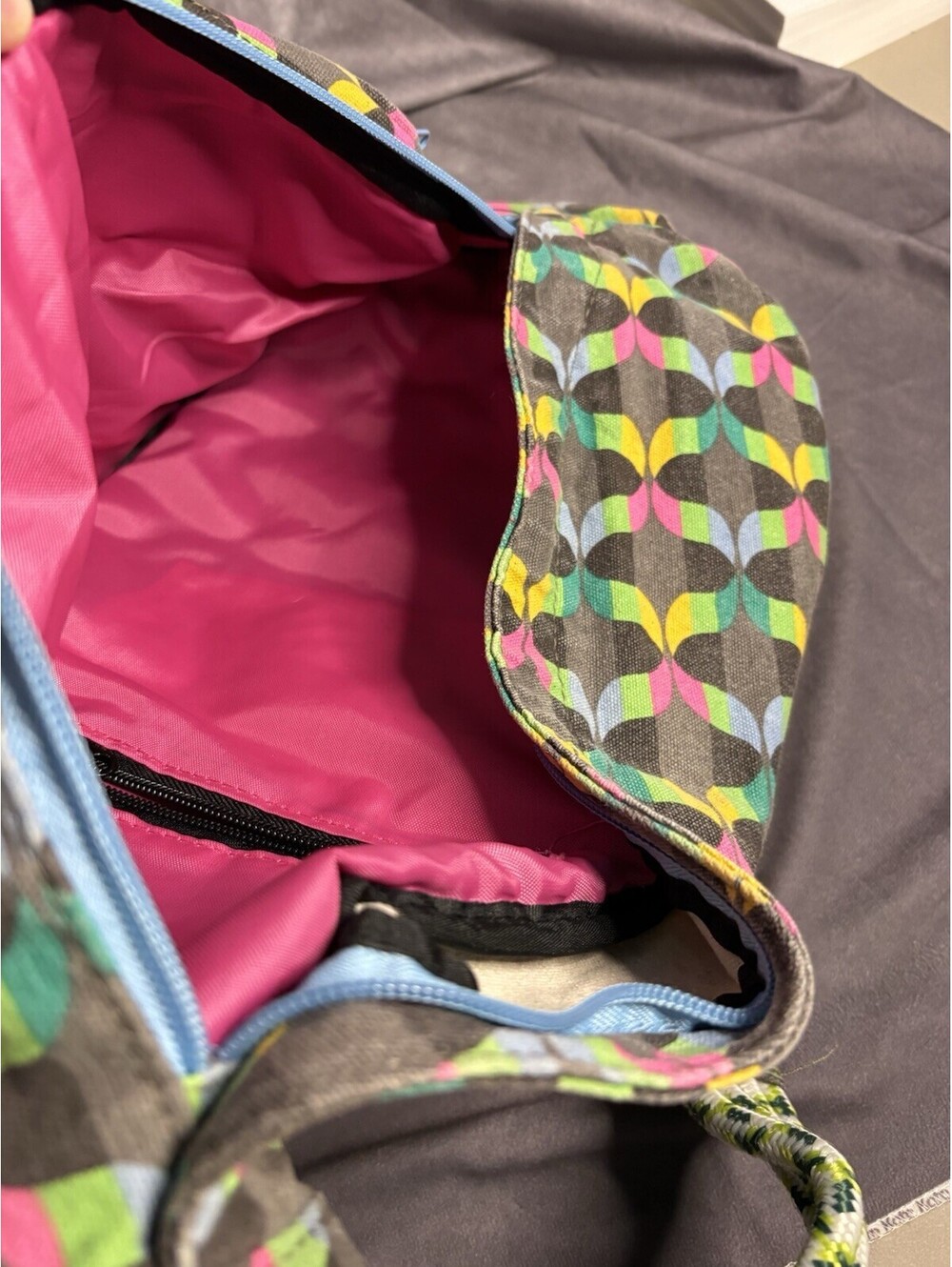 KAVU Rope Sling Bag Crossbody Backpack Multicolor Geometric Pattern - Picture 3 of 5